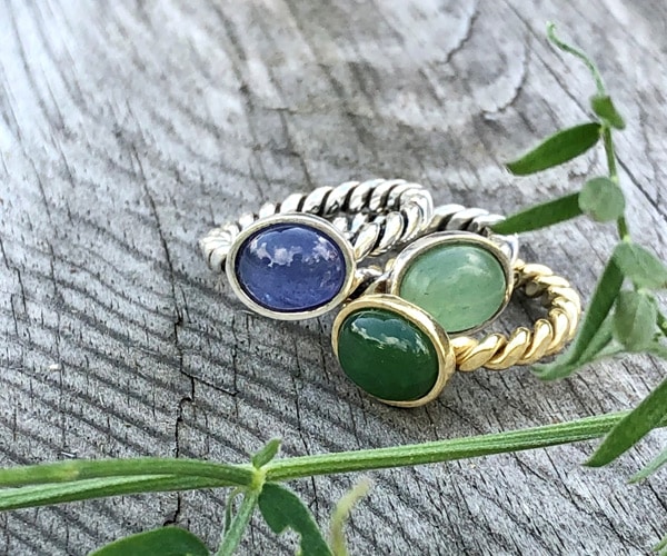 Tvunnet ring, grønn aventurin - Bilde 3