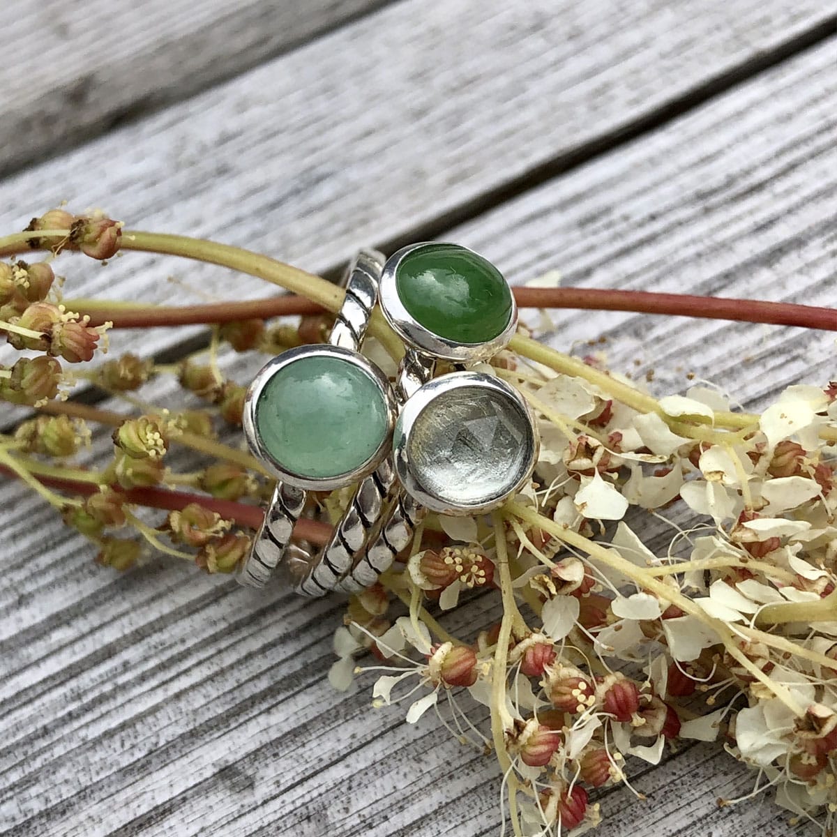 Sukkertopp sølvring, aventurin - Bilde 2