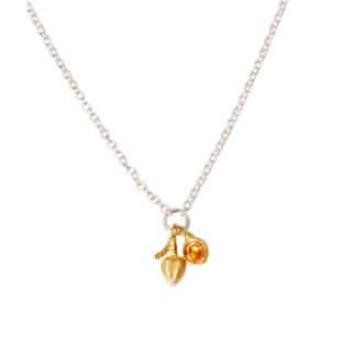 Ask Blomst halskjede med forgylte anheng