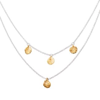 Løvli dobbelt halskjede, forgylt sølv