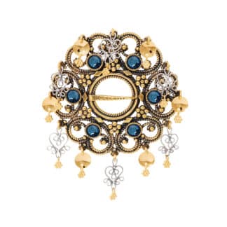 Rosesølje gammelforgylt, med krystaller, filigransheng og 8 mm forgylte løv