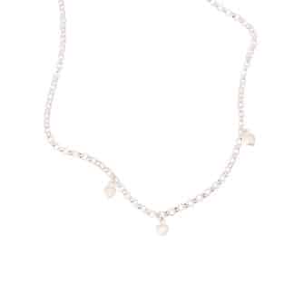 Elise halskjede 1 rad uoksidert med matte sølvhjerter