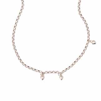 Elise halskjede 1 rad oksidert med blanke sølvhjerter