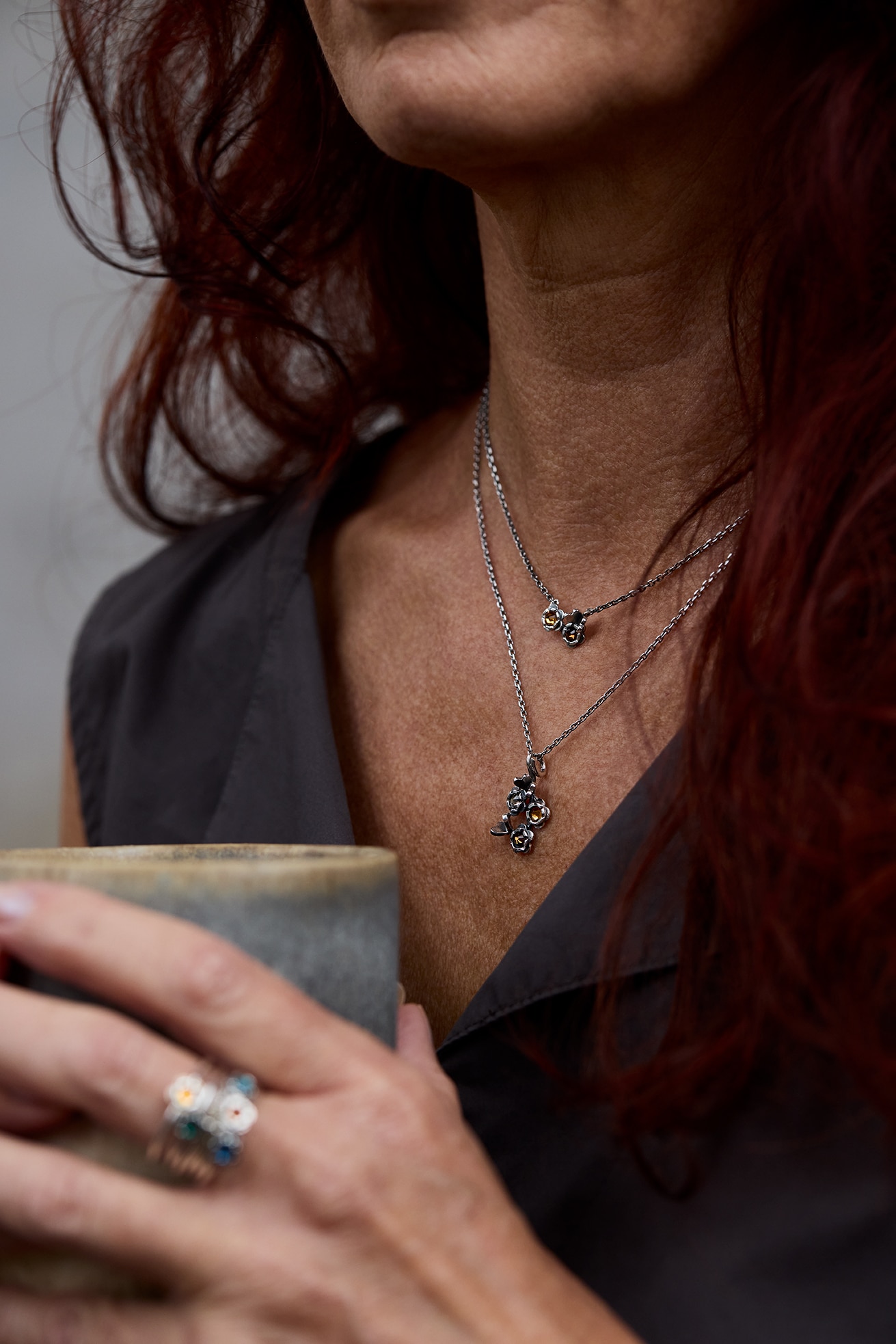 Maigull oksidert ring med krystall - Bilde 2